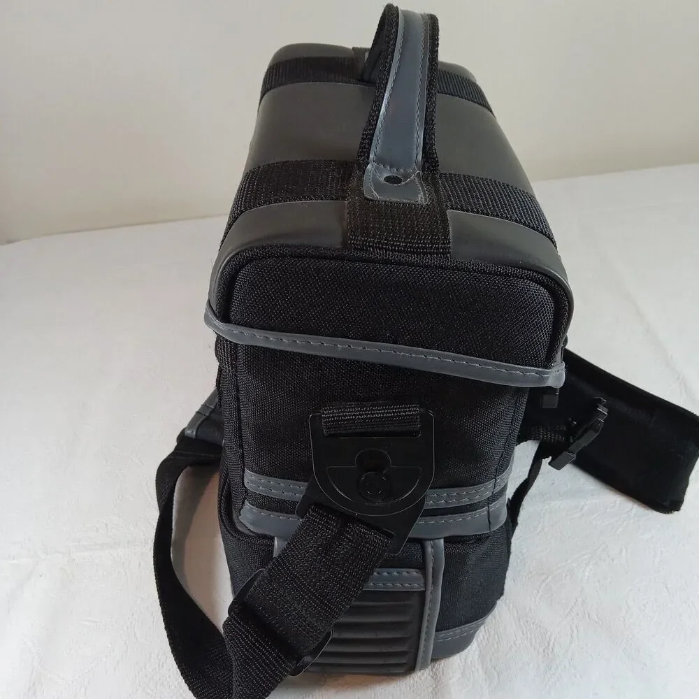 AMBICO Black & Gray Padded Camera Bag Shoulder Strap Carry Handle with Pouch